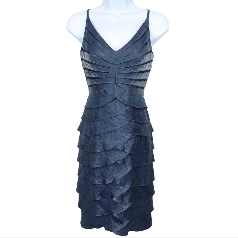 Adrianna Papell Occasions Tiered Ruffle Evening Cocktail Dress Sz 4 - Picture 9 of 13